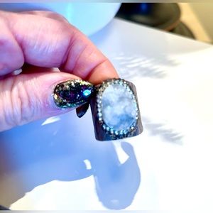 Grey sparkly statement ring